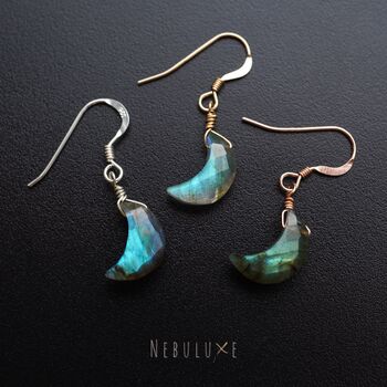 Labradorite Moon Drop Earrings, 3 of 8