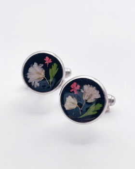 Cufflinks Real Flowers Leaves Hand Made 12mm, 4 of 11