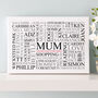 Personalised Mum's Favourites Word Art Print, thumbnail 1 of 10