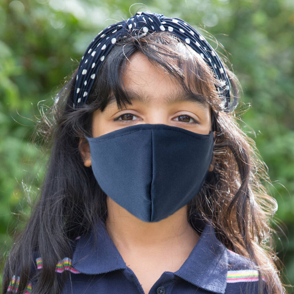 Kids Navy Reusable Face Mask By Spice Kitchen Notonthehighstreet