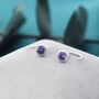 Amethyst Purple 4mm Cz Huggie Hoop Earrings, thumbnail 7 of 12