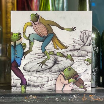 The Dance A Frog Party Blank Greetings Card, 4 of 4