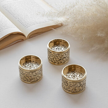 Eze Hand Engraved Brass Tealight Holders, 4 of 7