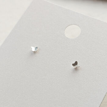 Tiny Silver Butterfly Stud Earrings, 3 of 5