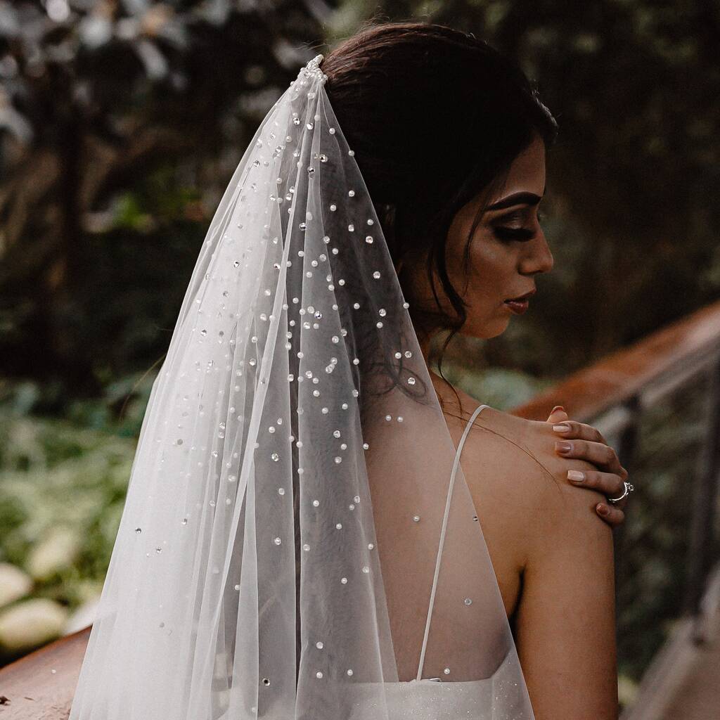 Katrina Pearl And Crystal Wedding Blusher Veil, 1 of 7