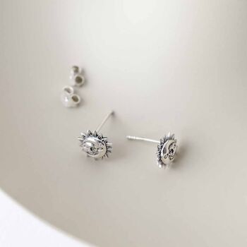 Sterling Silver Sun And Moon Stud Earrings, 5 of 6