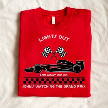 Personalised F1 'Lights Out' Racing Themed Sweatshirt, 6 of 6