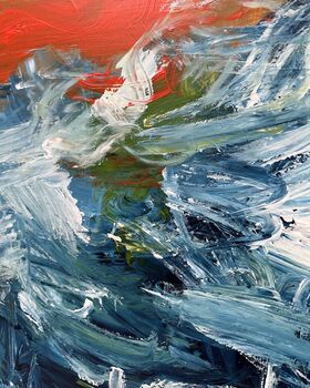 Large Blue Red Abstract Expressionist Painting Authentic Art Contemporary, 3 of 5