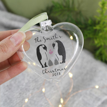 Family Penguin Heart Bauble Keepsake, 3 of 4