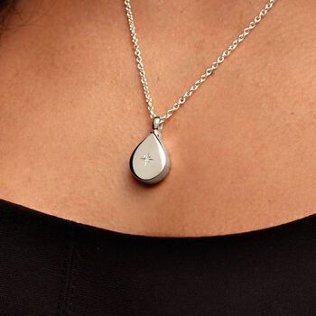 Diamond Teardrop Urn Necklace 925 Silver, 2 of 9