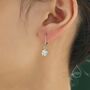 Clear Cz Lever Back Hoop In Sterling Silver, thumbnail 3 of 12