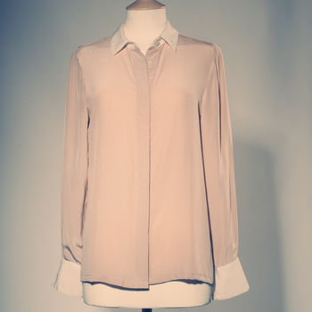 Claudia Silk Shirt With Contrast Collar And Cuffs, 2 of 3