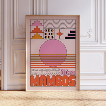 Mambos Ibiza Club Print | Poster | Wall Art | Geometric | Dj | Clubbing | Patterned | Bauhaus | Print | House Music, 4 of 8