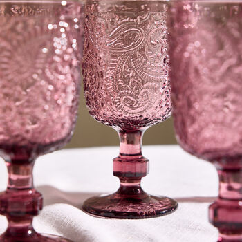 Set Of Four Amethyst Paisley Wine Goblets, 4 of 10