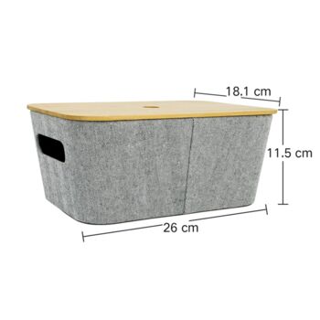 Multipurpose Grey Organizer Box With Bamboo Lid, 2 of 8