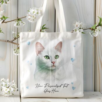 Personalised Tote Bag Cat With Love Hearts. 20 Different Breeds, 9 of 12