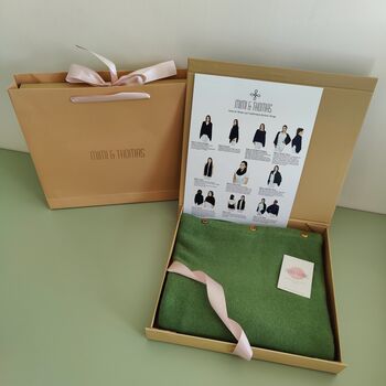 Kiwi Green 100% Cashmere Button Poncho Gift Boxed, 2 of 6