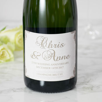 Personalised Silver 25th Wedding Anniversary Champagne, 3 of 4