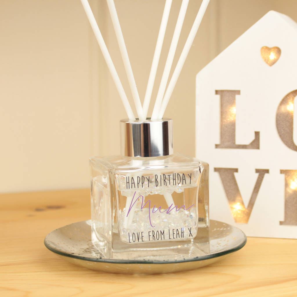 personalised birthday crystal reed diffuser by dreams to reality design