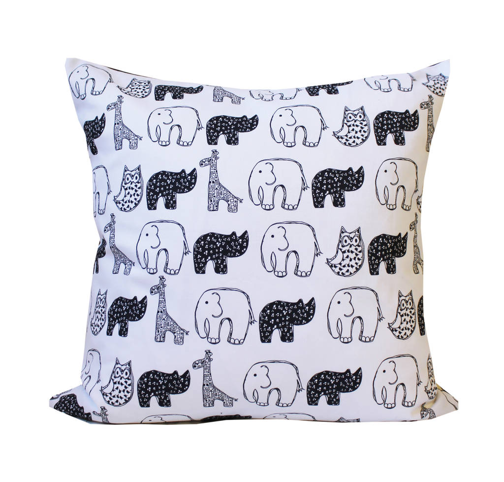 monochrome nursery baby cushion by martha and hepsie