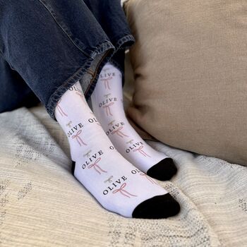 Personalised Simple Bow And Name Socks, 5 of 7