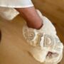 Bride To Be Personalised Pearl Slippers, thumbnail 1 of 3