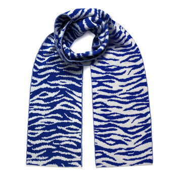 Tiger Wool And Cashmere Scarf Electric Blue, 2 of 4