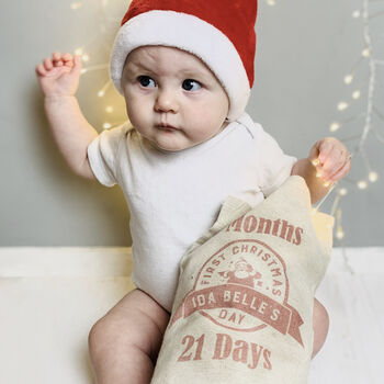 Baby's 1st Christmas Linen Milestone Stocking, 4 of 5