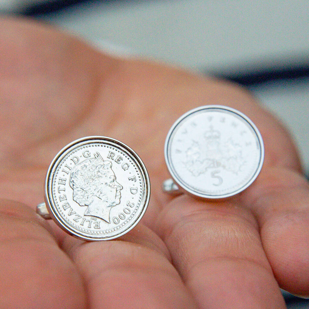 Image of 21st Birthday 1999 Five Pence 5p Coin Cufflinks