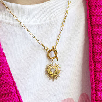 Sunburst Heart T Bar Necklace, 7 of 10