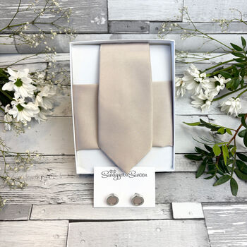 Champagne Wedding Tie Set, 4 of 10