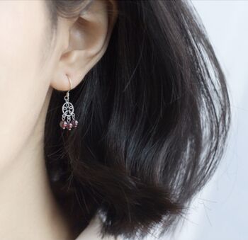 Sterling Silver Beaded Dreamcatcher Dangle Earrings, 2 of 5