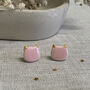 Cute Baby Pink Cats Stud Ceramic Earrings, thumbnail 5 of 7