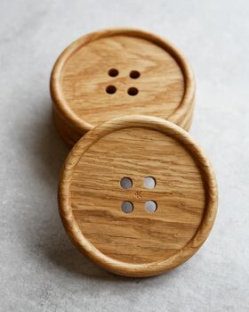 Wooden Oak Button Drink Coaster, 2 of 8