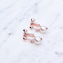 Rose Gold Plated Round Pearl Clip On Earrings, thumbnail 2 of 4
