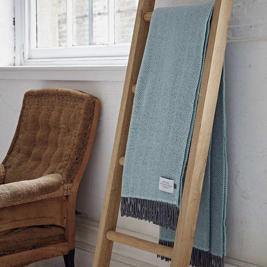 Cashmere And Merino Duck Egg Blue Throw By Bottle Green Homes