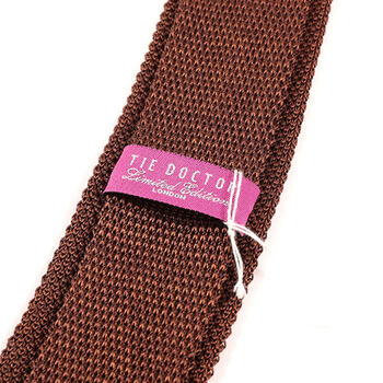 Brown Marl Silk Knitted Tie Five.5cm, 2 of 3