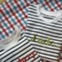 Personalised Classic Striped Breton Embroidered T Shirt, thumbnail 1 of 7