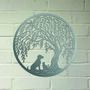 Dog And Cat Willow Tree Steel Garden Sculpture, thumbnail 2 of 2