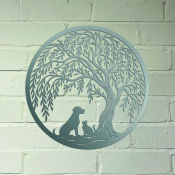 Dog And Cat Willow Tree Steel Garden Sculpture, 2 of 2