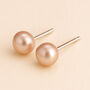 Sterling Silver Pink Freshwater Pearl Stud Earrings, thumbnail 1 of 8