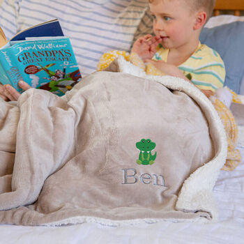 Personalised Children's Blue Hippo Sherpa Blanket, 2 of 11