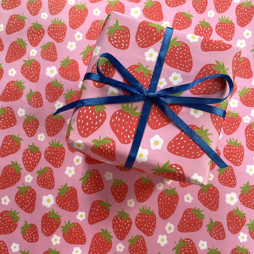 Sweet Strawberries Wrapping Paper, 1 of 3