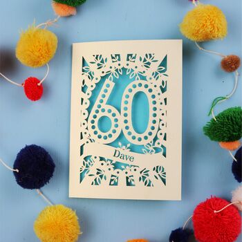 Personalised 60th Birthday Card Papercut Spotty Design, 2 of 9