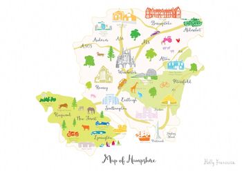 Map Of Hampshire Art Print, 6 of 8