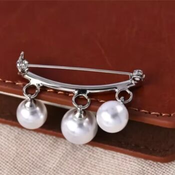 Silver Three White Pearl Teenager Schoolbag Brooch Pin, 4 of 7