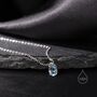 Tiny Genuine Blue Topaz Crystal Oval Pendant Necklace, thumbnail 2 of 10