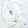 Gold And Silver Plated Dangle Safety Pin Earrings, thumbnail 2 of 9