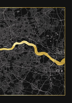 London Triptych Map Screen Prints | Black And Gold, 5 of 5