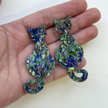 Abalone Cat Dangle Earrings, 11 of 11